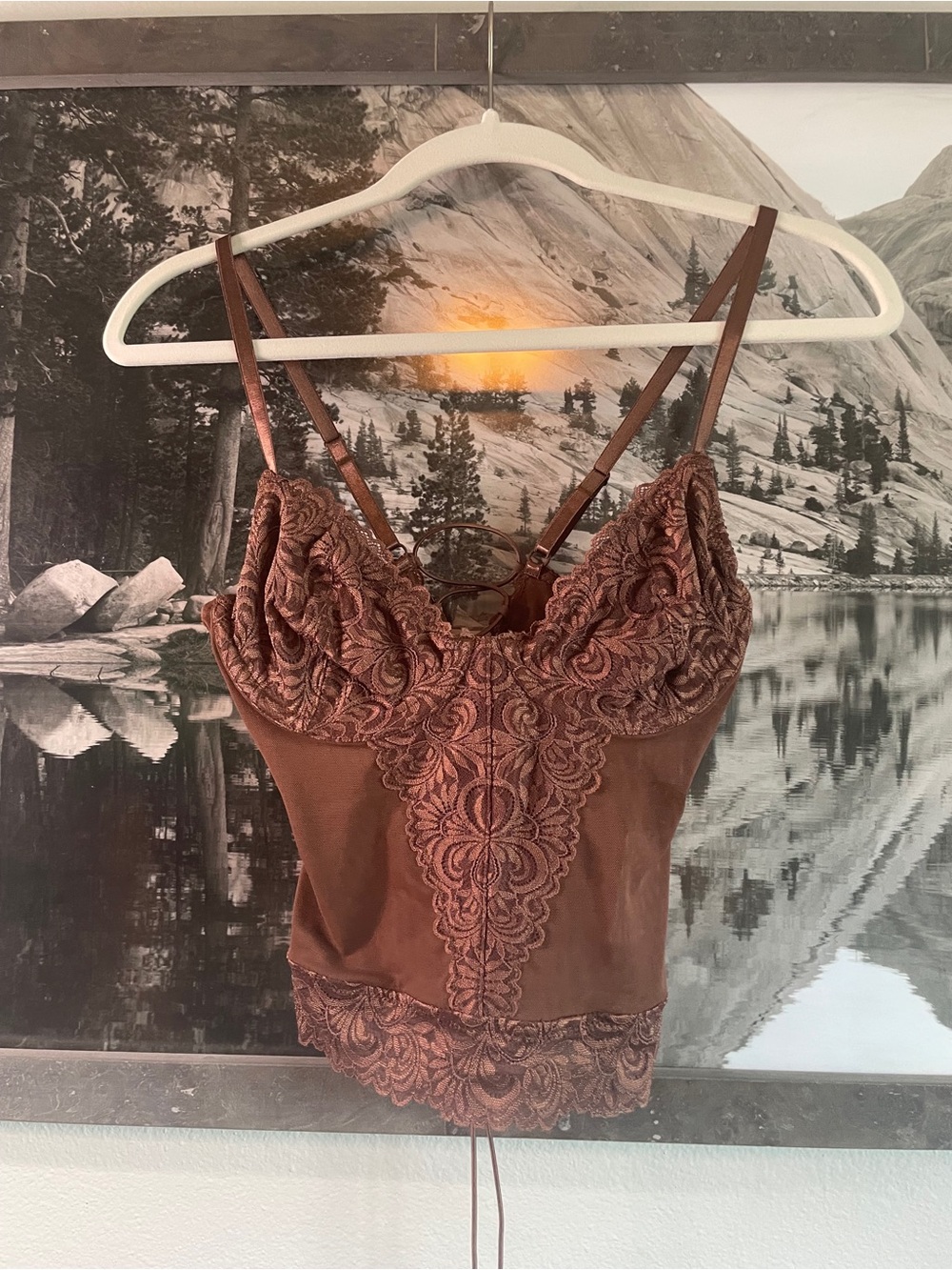 Free People Chocolate Lace-Detail Camisole